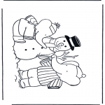 Disegni da colorare Inverno - Babar fa un pupazzo di neve