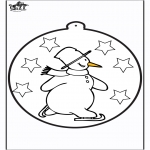 Disegni da colorare Inverno - Disegno da bucherellare - pupazzo di neve
