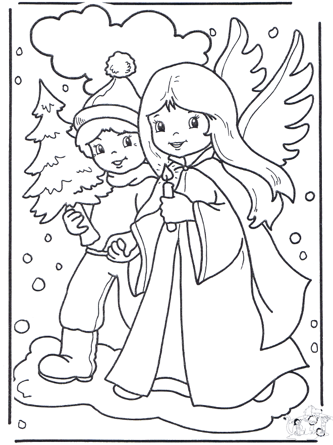 Angelo con bambino - Disegni da colorare Natale