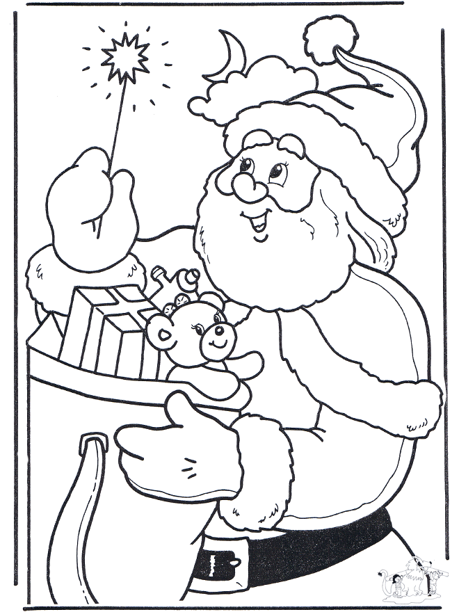 babbo natale con bastoncino - Disegni da colorare Natale