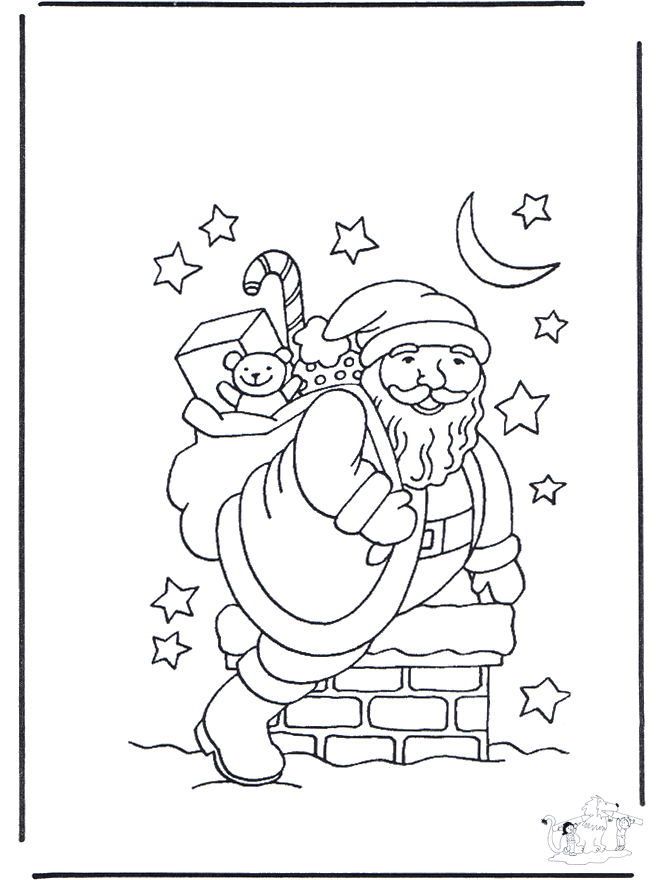 Babbo natale nel camino - Disegni da colorare Natale