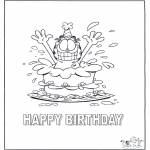 Disegni da colorare Temi - Buon compleanno Garfield