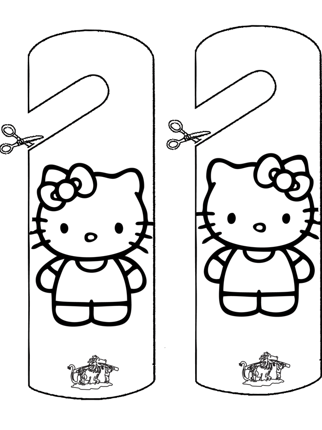 Cartello per maniglia Kitty - Figurine da ritagliare
