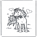 Disegni da colorare Animali - Cavallo con fiori
