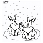 Disegni da colorare Inverno - Conigli