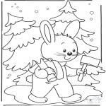 Disegni da colorare Inverno - Coniglio nella neve