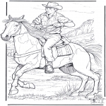 Disegni da colorare Animali - Cowboy con cavallo