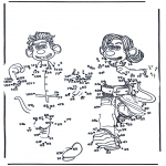 Lavori manuali - Disegna seguendo i numeri ' due ragazzini
