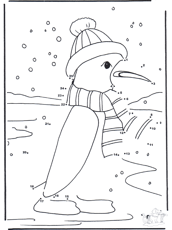 Disegna seguendo i numeri ' pupazzo da neve - Disegna seguendo i numeri