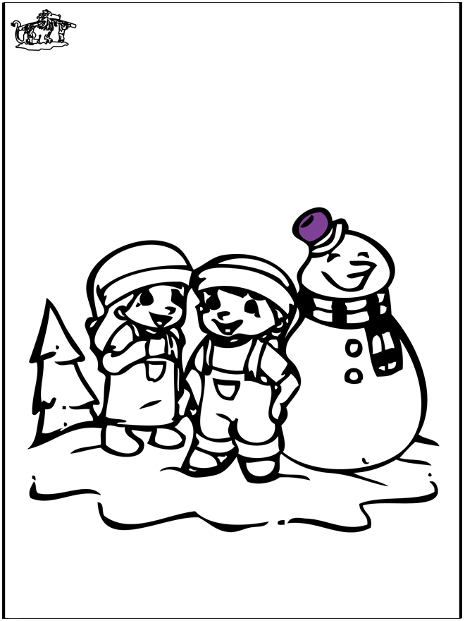 Disegno da colorare pupazzo di neve 2 - Neve