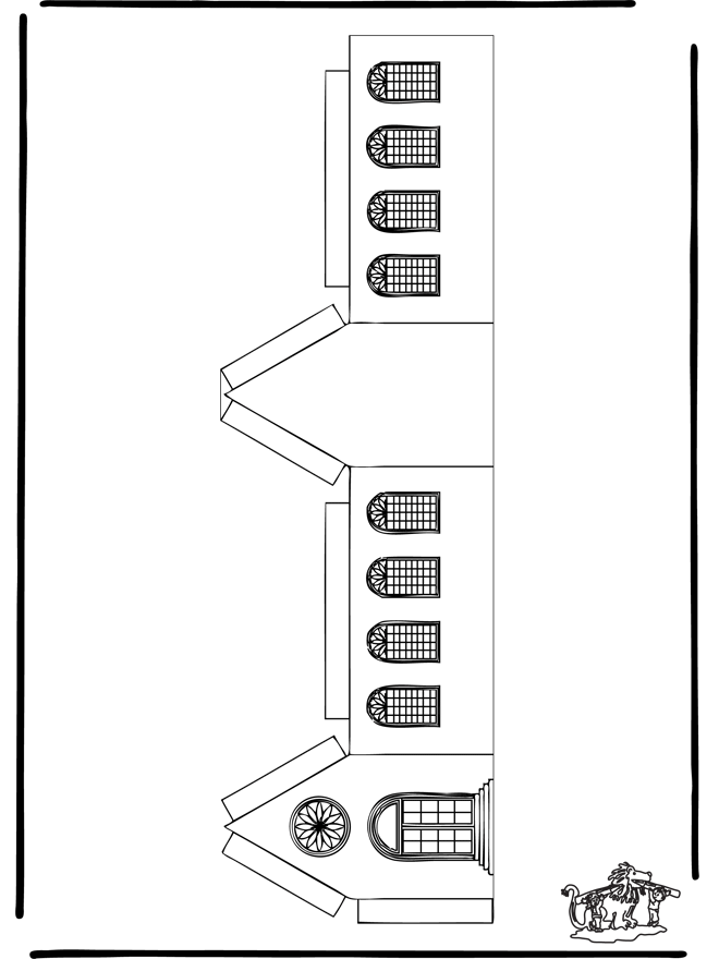 Figurina da ritagliare Casa di Natale 1 - Lavori manuali