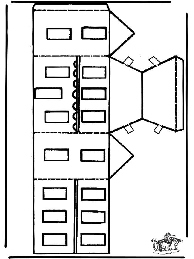 Figurina da ritagliare Casa di Natale 3 - Lavori manuali Natale