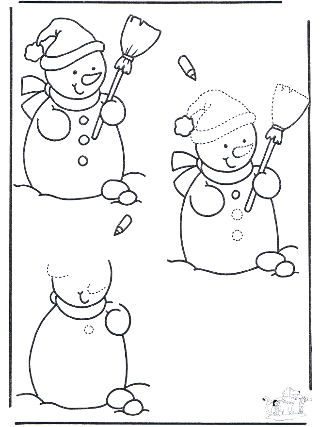 Finisci il disegno del pupazzo da neve - Neve