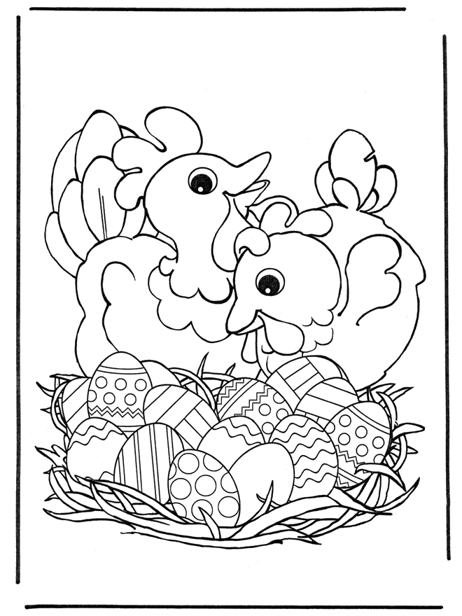 Galline con uova pasquali - Pasqua