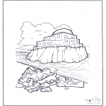 Disegni biblici da colorare - La casa sulla sabbia e sulla rocca