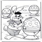 Disegni da colorare Temi - La lepre di Pasqua decora le uova