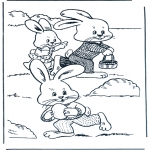 Disegni da colorare Temi - Lepre di Pasqua con cesta