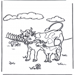 Disegni da colorare Animali - Mamma mucca con vitello
