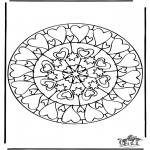 Disegni da colorare Mandala - Mandala cuori 6