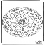 Disegni da colorare Mandala - Mandala cuori 7