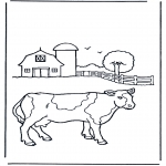 Disegni da colorare Animali - Mucca alla fattoria