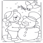 Disegni da colorare Inverno - Orso nella neve