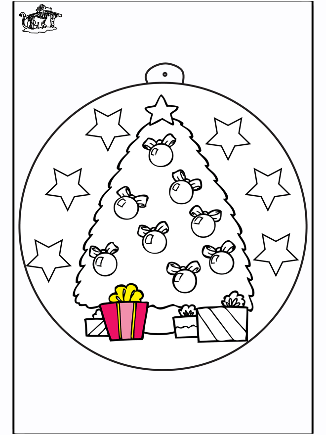 Palla di Natale con albero di Natale - Disegni da colorare Natale