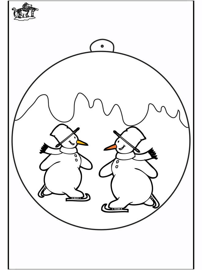 Palla di Natale con pupazzo di neve - Disegni da colorare Natale