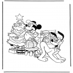 Personaggi di fumetti - Pluto e Topolino con albero di Natale