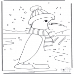 Disegni da colorare Inverno - Pupazzo da neve - Disegna seguendo i numeri