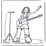 Disegni da colorare Vari temi - Ragazza con chitarra